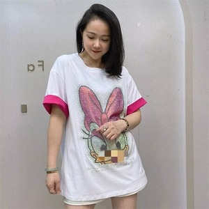 เสื้อยืดครอปคอกลมสีขาวสำหรับผู้หญิง แขนสั้น ผ้าฝ้ายเจอร์ซีย์ 100% ลายดอกไม้รูปหัวใจ สวมใส่สบาย ทรงปกติ สำหรับฤดูใบไม้ผลิ/ฤดูร้อน/ฤดูใบไม้ร่วง - Product Image 6