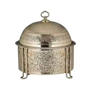 Recipiente para calentar comida tipo buffet, negro mate, con base de malla metálica, tapa abovedada con patrón en espiral, para Ramadán, catering y servicio de comida caliente. - Product Image 5