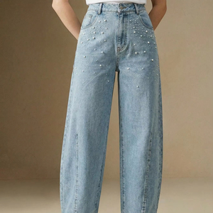 Jeans ajustados elásticos de tiro alto azules 2026 transpirables con lavado a la piedra vintage para mujer, tallas grandes, pantalón vaquero OEM a precio económico - Product Image 1