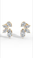 Diamant de laboratoire taille marquise en argent sterling 925 |   Boucles d'oreilles en grappe, couleur E, VVS1 VVS2, bijoux fins de luxe pour femmes