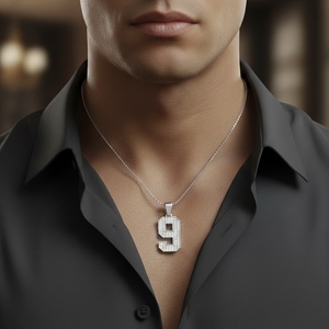 Diamtrendz Lucky Number 9 <b>Pendant</b> Without Chain 925 Silver Cubic Zirconia Diamond 10K 14K 18K <b>Solid</b> <b>Gold</b> Option Available - Product Image 3