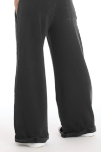 Women's High <b>Waist</b> <b>Elastic</b> Black Wide Leg Pants Casual Loose Fit Full Length <b>Trousers</b> <b>With</b> Back Pocket - Product Image 3