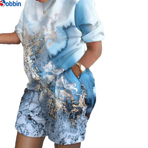 Conjuntos de 2 piezas personalizados de moda de verano para mujer: camiseta y pantalones cortos estampados, chándal informal holgado. - Product Image 2