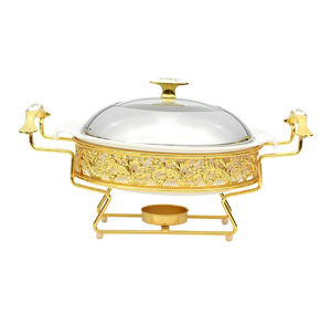 Plateau rond rétro en or et argent avec une poignée noire élégante. Chic, moderne et unique pour hôtel, restaurant, mariage, fête ou maison - Product Image 3