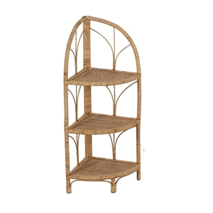 Custom Eco-Friendly Rattan <b>Corner</b> Bookcase Handwoven Bamboo Wicker Shelf Unit Display <b>Cabinet</b> Vietnam Wholesale Furniture - Product Image 2