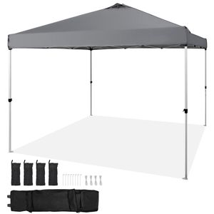 Tenda a baldacchino pop-up 3x3 m (10x10 ft) in PU 250D argentato impermeabile, portatile con borsa a rotelle e sacchi di sabbia - Product Image 1