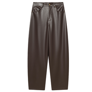 <b>Faux</b> <b>Leather</b> Pants Custom Slim Fit Baggy Wide Leg Elastic Waist Anti-Wrinkle High Waist Fashion <b>Trousers</b> Streetwear Bottoms ODM - Product Image 1