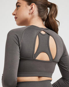 Women Seamless Sports <b>Bra</b> Racerback Scoop Neck Medium Support Yoga Fitness Solid Color Breathable Quick Dry SweatWicking - Product Image 4