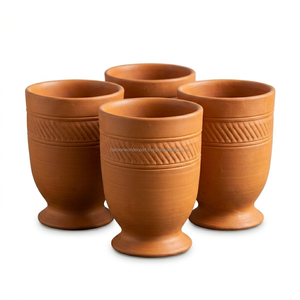 Verres Kulhad en terre cuite rustique, verres à boisson traditionnels indiens en argile, ensemble de vaisselle en terre cuite faite à la main pour le thé, le café - Product Image 4