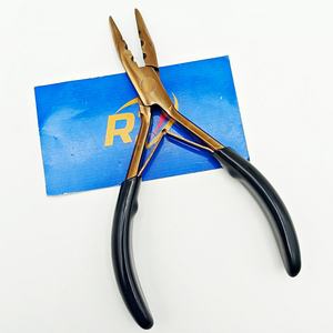 Pince à extensions capillaires en acier inoxydable pour micro-anneaux et nano-perles, outil professionnel pour coiffeurs, couleur or rose OEM avec poignée en plastique - Product Image 2