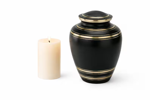 Urna Funeraria de Metal Negra y Dorada, Urna Crematoria para Adultos, Recipiente Conmemorativo con Bolsa de Terciopelo - Product Image 2