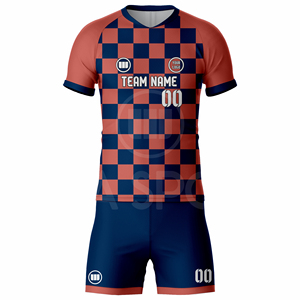 Trendy Soccer Uniform High Quality Breathable Quick Dry Polyester Jersey Shorts Set Custom Team Name Half Wholesale Manufacturer - Product Image 1