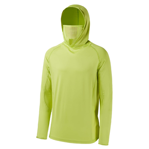 Camisa de Pesca con Capucha para Hombre, Color Gris Sólido, Manga Larga, con Máscara Facial, Transpirable, Tipo Pullover - Product Image 5