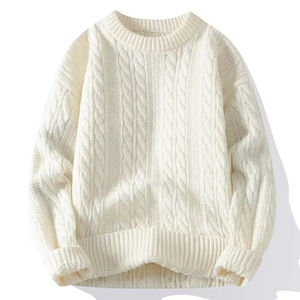 Pulls en tricot pour hommes, pulls unis à manches longues, col rond, coupe ample, pull de printemps 2026 - Product Image 6