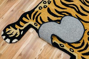 Tapis de luxe tufté à la main en forme de tigre, en laine et acrylique de qualité supérieure, moelleux, avec envers antidérapant en caoutchouc, pour décoration bohème. - Product Image 2