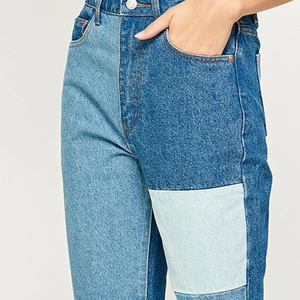 Jeans de Mezclilla con Bloques de Color Personalizados a Precio de Mayoreo para Mujer, Jeans de Mezclilla de Cintura Alta y Corte Recto de la Mejor Calidad para Mujer - Product Image 6