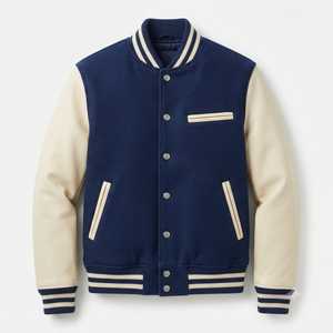 Chaqueta Casual de Béisbol para Hombre, Forro Polar, Cuello Camisero, Cierre de Botones, Chaqueta de Otoño Estilo Béisbol, Chaqueta Letterman Informal - Product Image 3