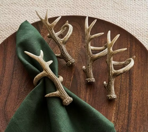 Anneaux de serviette en résine en forme de bois de cerf, décoration de table vintage, largeur 4,5 cm, durables, pour Noël - Product Image 2