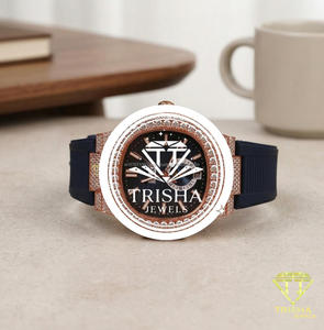 Elegante Reloj con Esfera Azul y Diamantes, Correa de Silicona Premium, Reloj de Lujo, Joyería de Moda - Product Image 4