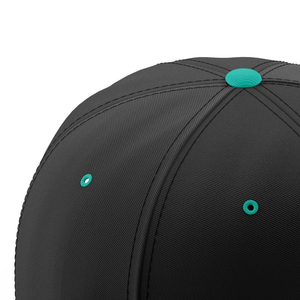 Gorra Snapback de 6 Paneles Negra y Verde Azulado, Unisex, Estilo Urbano, Lona, Color Sólido, Visera en Contraste, Uso Casual - Product Image 2