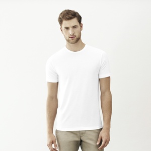 T-shirt blanc uni à manches courtes en coton biologique 100 % tricoté pour homme, décontracté, respirant, écologique, fournisseur en gros - Product Image 1