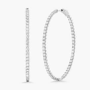 Diamond Large Hoop Earring 50 mm Hinged 14k 18k <b>Solid</b> <b>Gold</b> Pave Round Cut Lab Grown Modern Luxury Jewelry <b>Huggies</b> Factory Price - Product Image 3