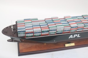 APL CONTAINER SHIP WITH <b>LIGHTS</b> Handcrafted Painted Wooden Commercial Ship Model for Office Decoration Business Gift Collection - Product Image 4