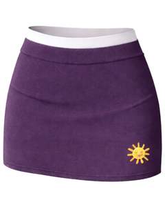 Conjunto de Falda de Dos Piezas Morado para Mujer, Personalizado por el Fabricante, Top Corto sin Mangas, Minifalda de Cintura Alta, Suave y Elástica, Atuendo Casual de Verano - Product Image 5