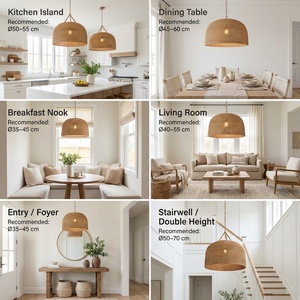 <span class=keywords><strong>Lampada</strong></span> <span class=keywords><strong>a</strong></span> <span class=keywords><strong>Sospensione</strong></span> in <span class=keywords><strong>Rattan</strong></span> Intrecciato <span class=keywords><strong>a</strong></span> Mano, Illuminazione Naturale Boho per Cucina, Sala da Pranzo, Ristorante, Bar, Hotel, Eco-Compatibile - Product Image 3