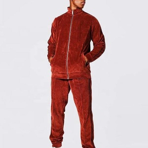 Wholesale Customized Top Quality Sports Wear Velvet Tracksuits Men Zipper Up Velvet Track Suit Gym Athletic <b>Velour</b> Tracksuits - Product Image 1