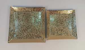 Bandeja Decorativa Moderna de Aluminio con Forma Cuadrada, Acabado Dorado y Martillado, Bandeja Metálica para Servir, para Mesa de Centro, Otomana, Hogar y Fiestas - Product Image 2