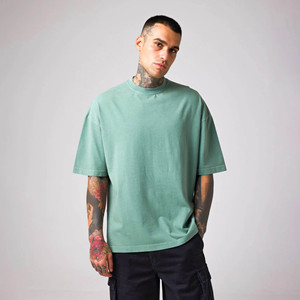 280gsm Heavyweight Mint Green Mock T-shirt Luxury Graphic Heavy Cotton Streetwear Boxy Oversized <b>Tshirts</b> Mens Custom T Shirt - Product Image 2