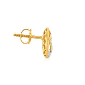 Boucles d'oreilles clous en diamant à motif feuille dorée - Product Image 2