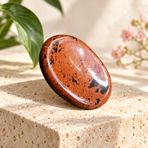 Pierre de méditation ovale en jaspe rouge naturel poli pour soulager le stress, la méditation et la décoration intérieure - Product Image 4