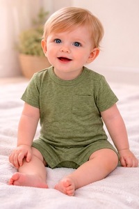 ชุดรอมเปอร์เด็กอ่อนแบบยูนิเซ็กซ์ ผ้าฝ้ายออร์แกนิค 100% ปรับแต่งได้ แขนสั้น นุ่ม ระบายอากาศดี ไม่ยับ สำหรับเด็กแรกเกิด ชุดใส่ได้ทุกวัน - Product Image 2