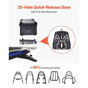 Top case de moto universel en alliage d'aluminium 65L, imperméable, détachable, noir, avec doublure en cuir, verrouillage, coussin arrière, compatible avec les motos - Product Image 5