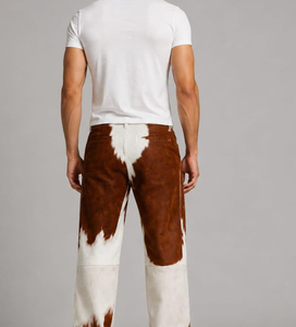 Pantalon de motard en cuir de vache véritable noir, vêtements de moto haut de gamme, vente en gros de pantalons pour hommes - Product Image 4