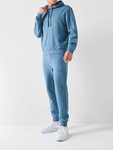 Conjunto Deportivo de Sudadera con Capucha Azul para Hombre, Corte Regular, Felpa Francesa de Algodón, Pantalones Deportivos Casuales para Otoño - Product Image 1