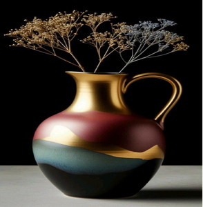 Grand vase en marbre noir et métal avec élégantes veines dorées pour une table sophistiquée. Disponible à prix de gros. - Product Image 4