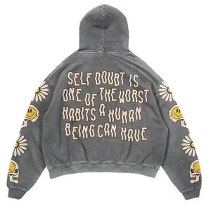 Sweats à capuche délavés à l'acide en gros pour hommes, 100 % coton, style workwear vieilli, basiques tendance, écologiques, collection automne 2026 - Product Image 4