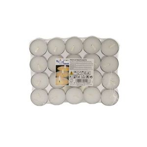 Confezione da 20 candele tealight bianche, inodore, senza gocciolamento, durata 4 ore, per decorazioni domestiche e uso interno. - Product Image 1
