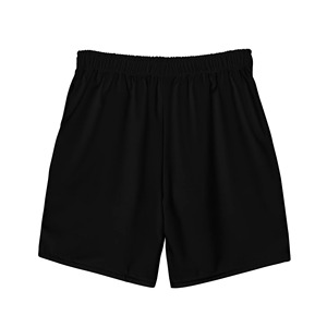 Shorts de sport décontractés pour homme, en polyester tissé, noirs unis, à séchage rapide et taille élastique - Product Image 1