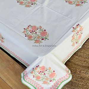 Juego de Sábanas con Estampado Artesanal Sanganeri de la India, Sábanas con Funda de Almohada - Product Image 6