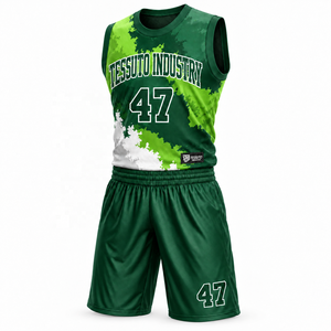 TESSUTO Forest Green Lime Camo <b>Basketball</b> Uniform Set <b>Men</b> Polyester Custom Print Jersey Shorts School Team Training Wear - Product Image 1
