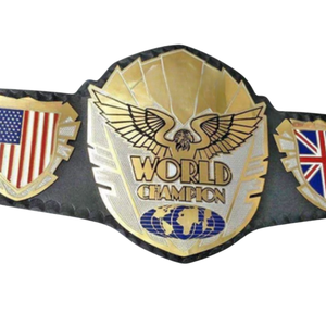Ceinture de champion du monde avec drapeaux internationaux Canada, États-Unis, Royaume-Uni, Mexique, Japon, plaqué or, sangle noire, ceintures de championnat de collection - Product Image 2