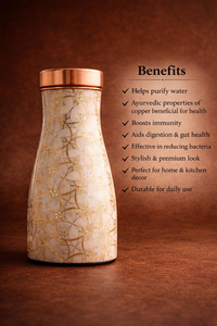 Botella de Agua de Cobre con Vaso, Botella de Diseño Impresa para el Hogar, Oficina y Viajes, Botella Reutilizable Elegante para Uso Diario - Product Image 4