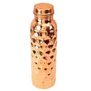 Vintage Ribbed Copper <b>Water</b> <b>Bottle</b> Classic Fluted Design Reusable Metal Drinking <b>Bottle</b> Heritage Style Hydration Flask - Product Image 4