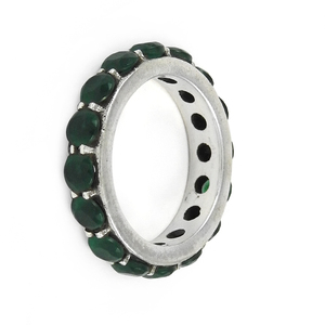 แหวนเงินแท้ 925 ประดับพลอยออนิกซ์สีเขียวทรงเหลี่ยม ดีไซน์แบบ Eternity Band ตัวเรือนแบบ Channel Setting สไตล์คลาสสิก เครื่องประดับสำหรับทั้งชายและหญิง ทำด้วยมือ สไตล์โบโฮ - Product Image 5