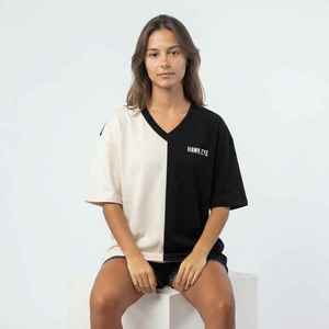 Hawk Eye Women's Color Blocked <b>V</b>-<b>Neck</b> <b>T</b>-<b>Shirt</b> Loose Fit Short Sleeve 100% Cotton Jersey Breathable <b>Oversized</b> Top Spring Summer - Product Image 5