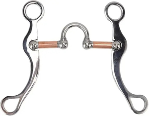 Bocado de entrenamiento para caballo de estilo western, de hierro dulce con alambre de cobre envuelto, con hojas plateadas y diseño de limpieza de mejillas - Product Image 1